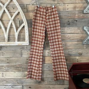 Vintage Flared Plaid Pants